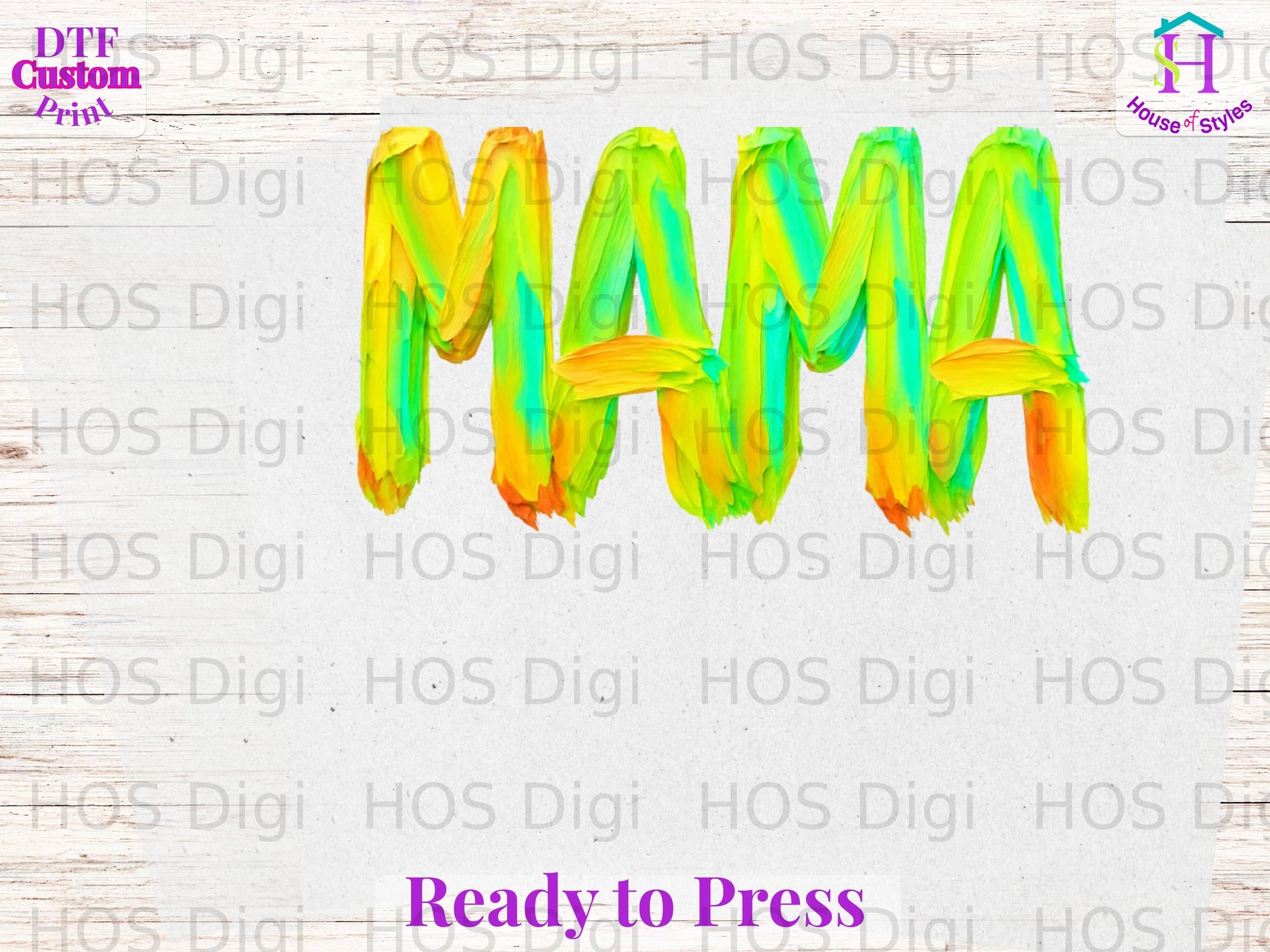 Colorful "MAMA" text with a "Ready to Press" watermark.