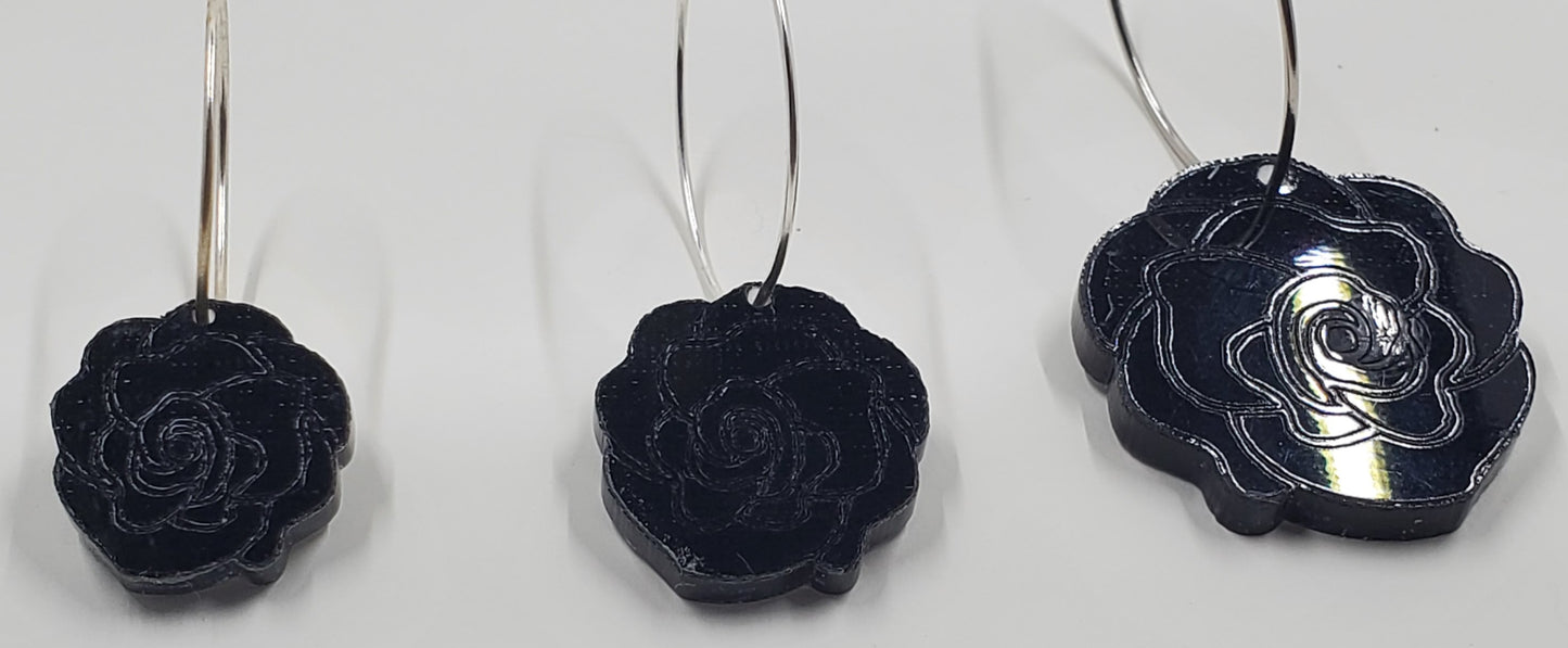 Scored Rose Hoop Drop Earrings