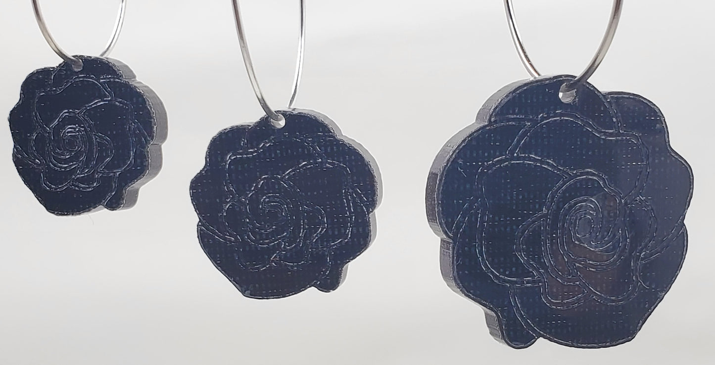 Scored Rose Hoop Drop Earrings