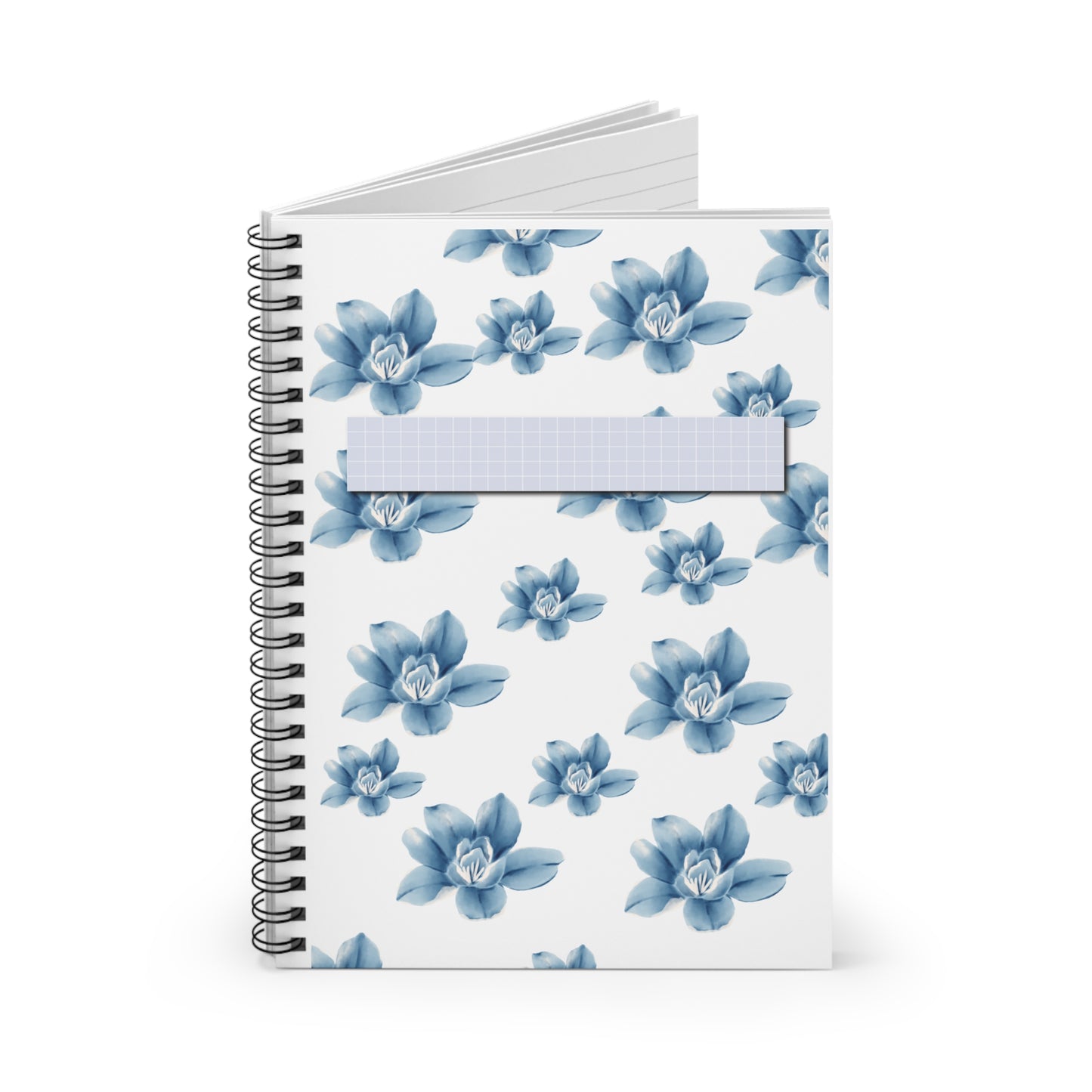 Blue Floral Spiral Notebook - Ruled Lines, Ideal for Journaling, Note Taking, School Supplies, Gifts for Teachers