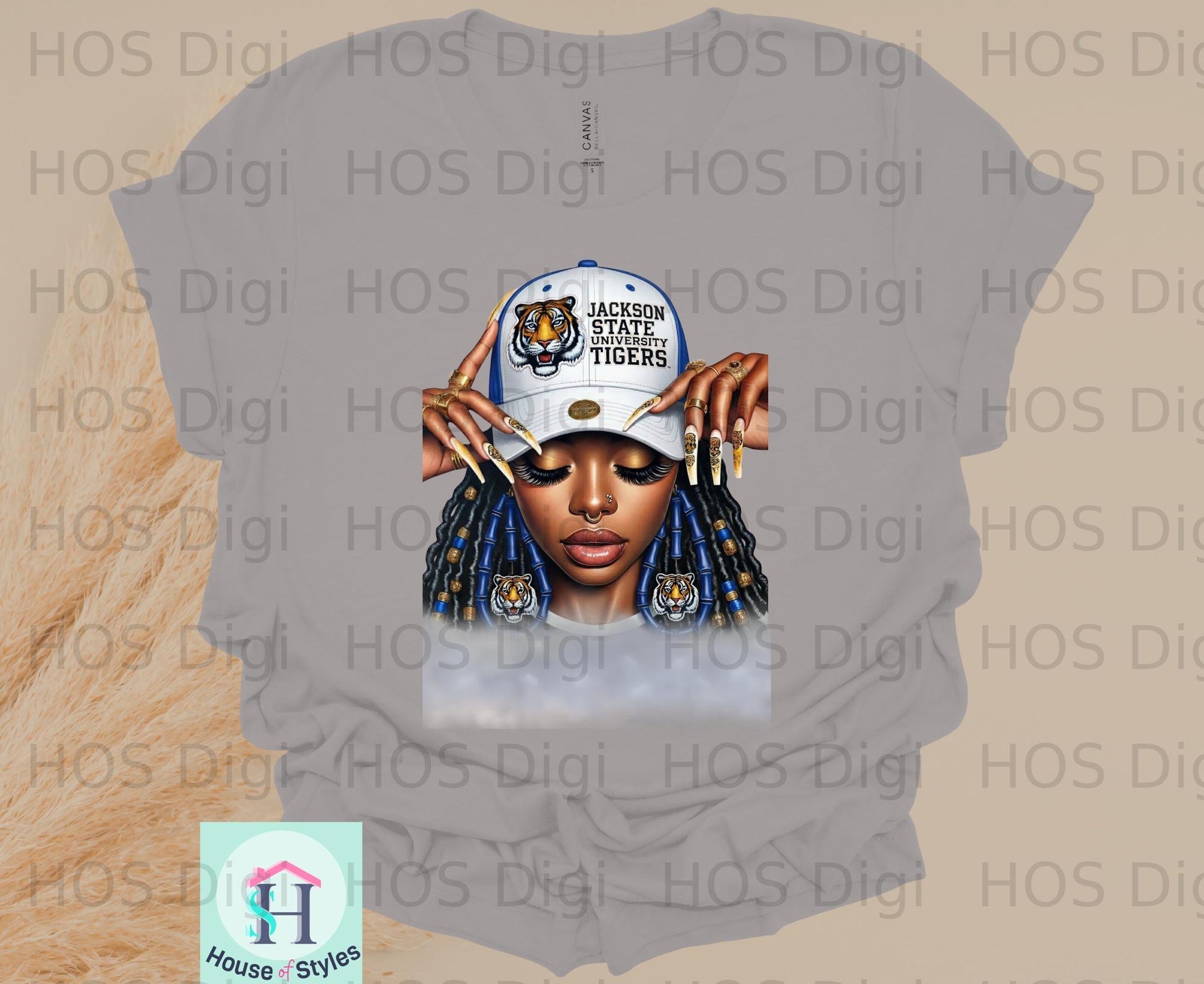 Jackson State University Tigers baseball cap with female mascot graphic.