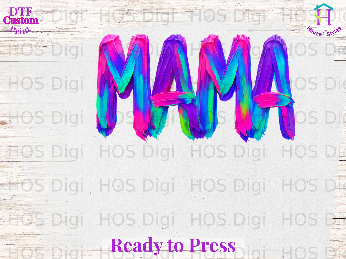 Colorful "MAMA" text with "Ready to Press" at the bottom.