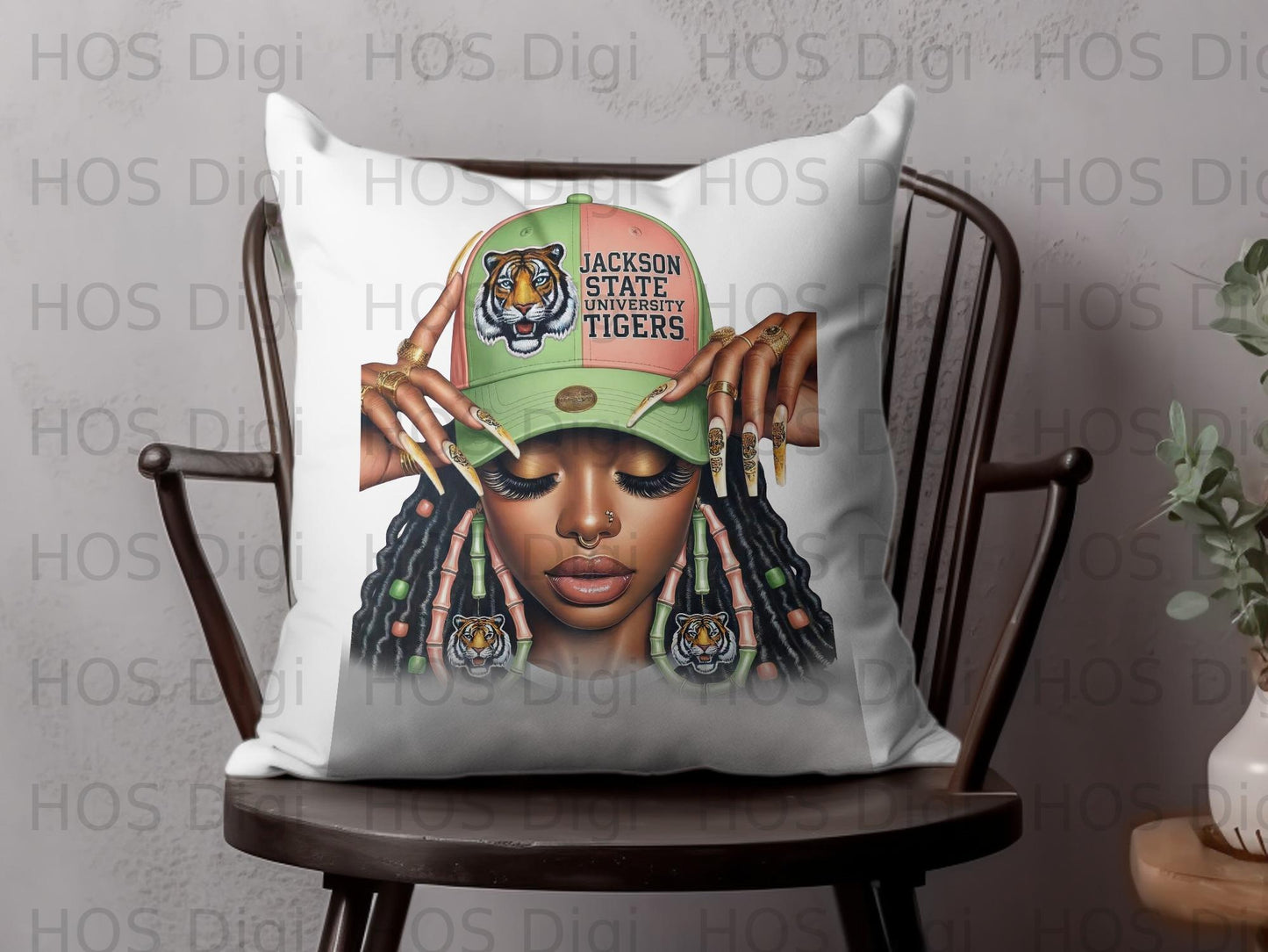 Jackson State University Tigers baseball cap worn by a person.