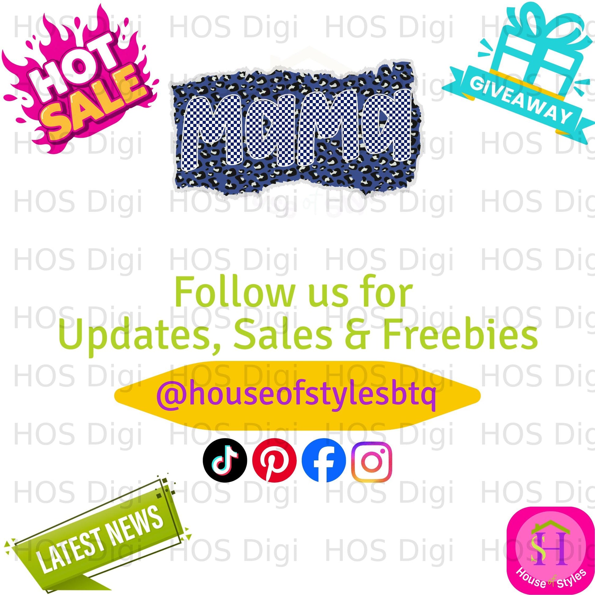 Meme text, social media icons, and "Follow us for Updates, Sales & Freebies"