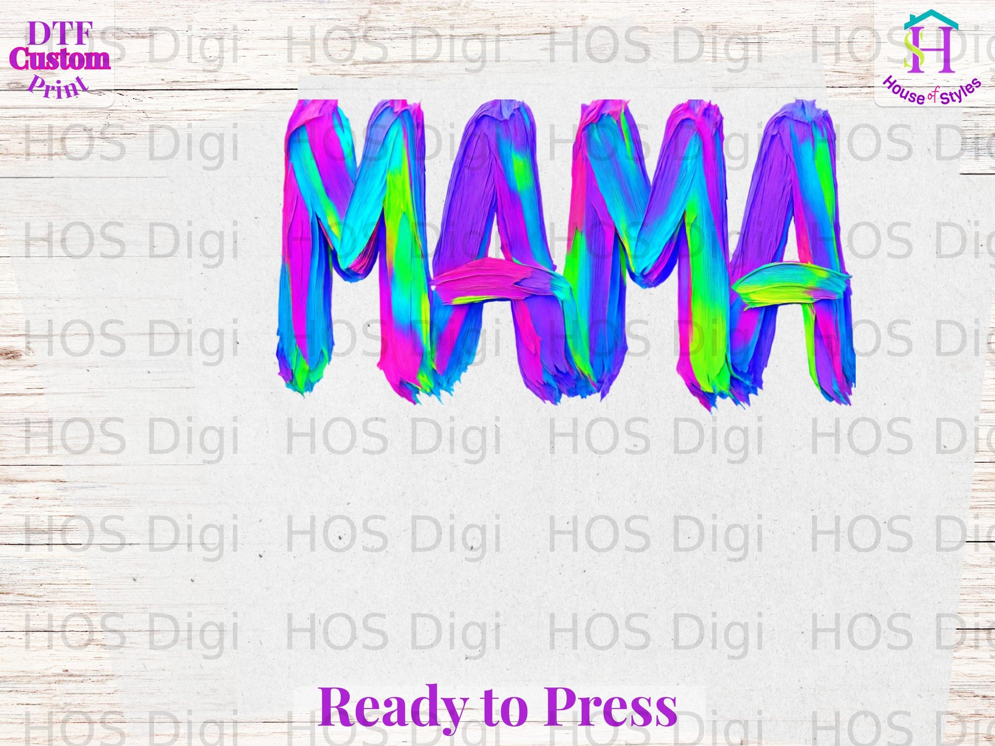 Brightly colored "MAMA" text, ready to press.