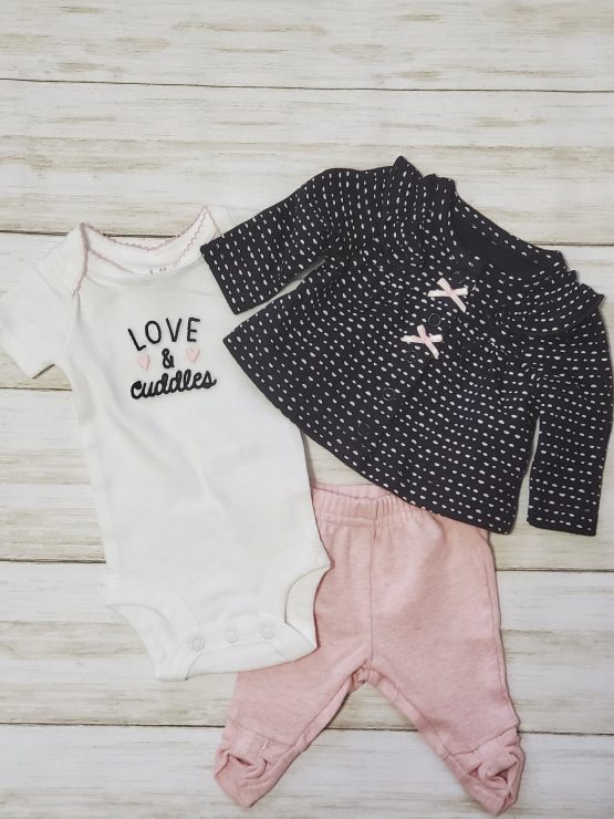 Love & Cuddles 3pc Set - baby onesies - 3pc Onesies - ONESIE SET