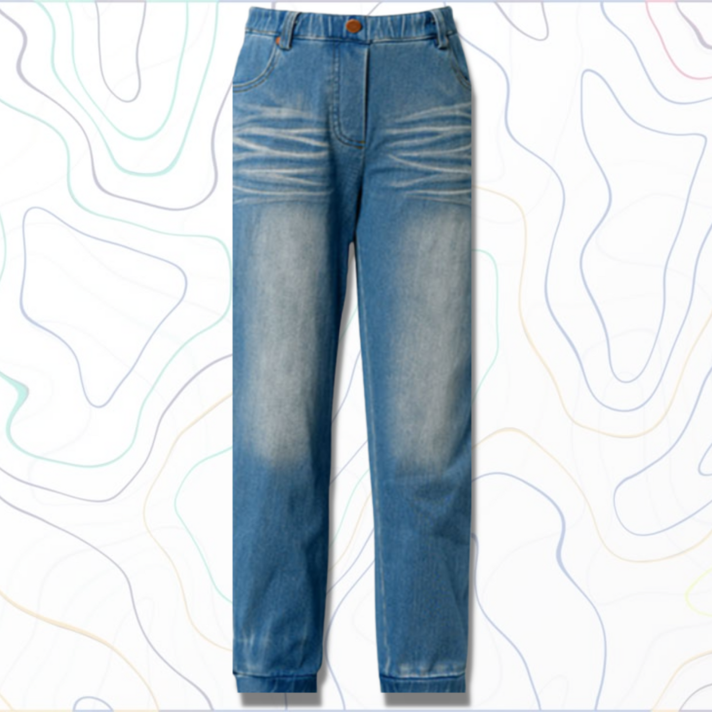 Washed Denim-Like Joggers